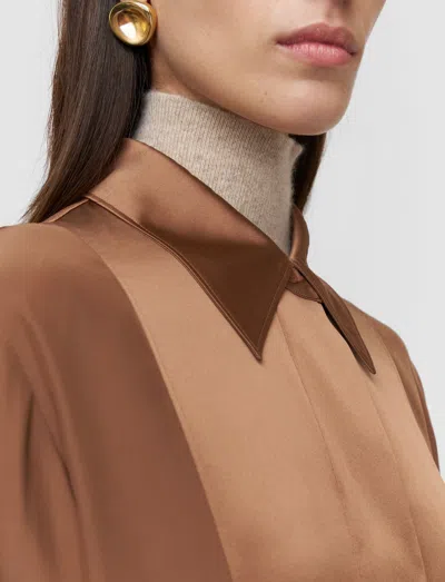 Joseph Childs Silk Satin Blouse In Brown