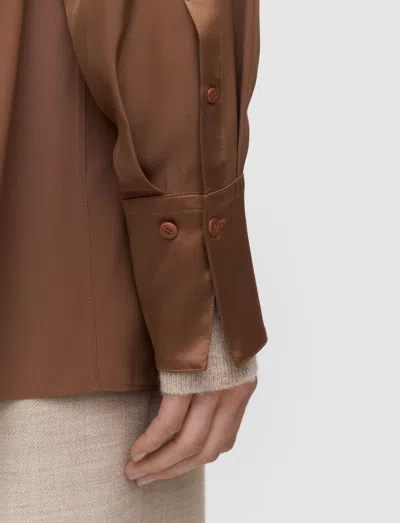 Joseph Childs Silk Satin Blouse In Brown