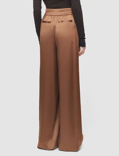 Joseph Dijon Silk Satin Trousers In Brown