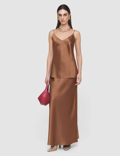 Joseph Clea Silk Satin Camisole In Brown