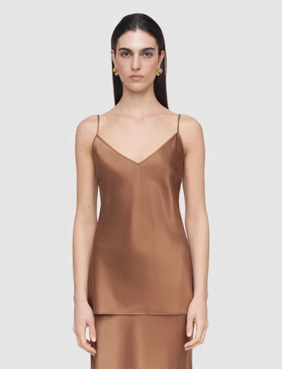 Joseph Clea Silk Satin Camisole In Brown