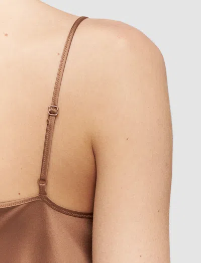 Joseph Clea Silk Satin Camisole In Brown