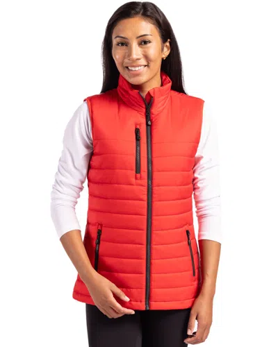 Clique Valhalla Full Zip Womens Puffer Vest In Red