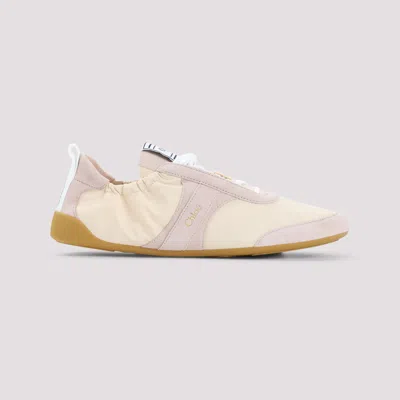 Chloé Kick Suede-trimmed Shell Sneakers In Pink