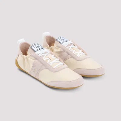 Chloé Kick Suede-trimmed Shell Sneakers In Pink