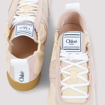 Chloé Kick Suede-trimmed Shell Sneakers In Pink