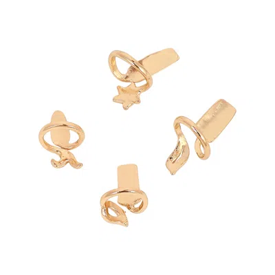 Sohi Women's The Botanic Nail Rings - California Gold (set Of 4) In Gold