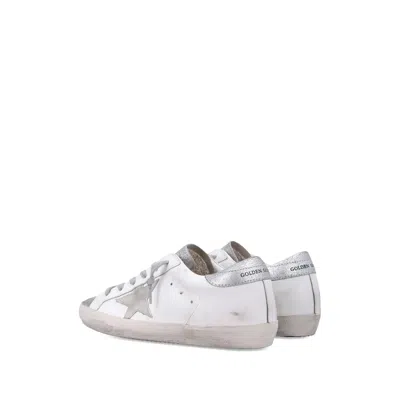 Golden Goose Super-star White And Silver Leather Womans Sneakers In Silver