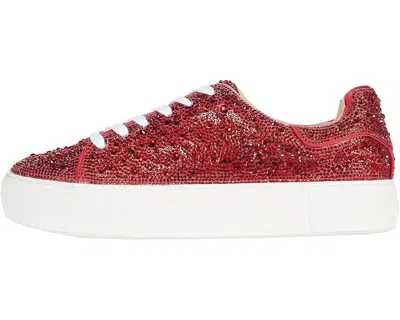 Betsey Johnson Sidny Sneaker Women's Red Rhinestone Platform Shoes Zogg1050 In Red