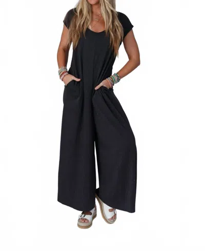 Three Bird Nest Daphine Scoop Neck Jumpsuit In Charcoal In Multi