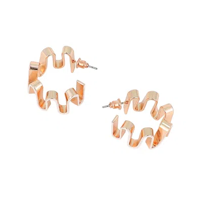 Sohi Women's The Enamel-coil Hoop Earrings - Chalk White & Rose Gold In Gold