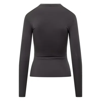 Marine Serre Moon Logo Strass Jersey Ls Highneck Top In Animal Print