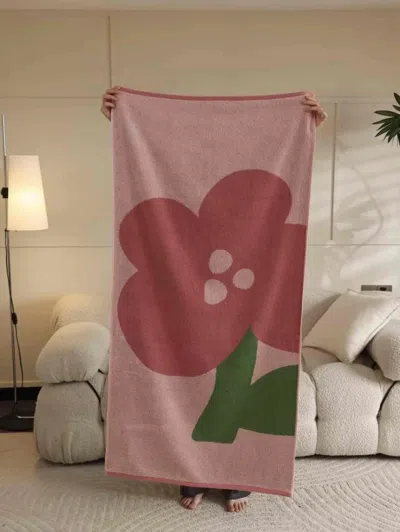 Proxxi Cute Whimsical Floral Bath Towel - Soft, Absorbent, 100% Staple Cotton In Pink