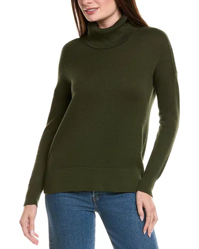 Hannah Rose Boxy Turtleneck Cashmere-blend Sweater In Green