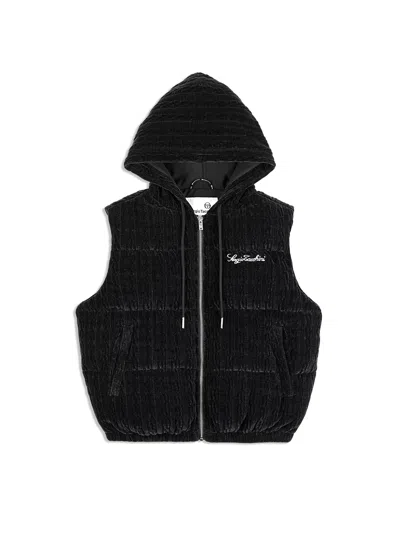 Sergio Tacchini Catena Chenille Puffer Vest In Black