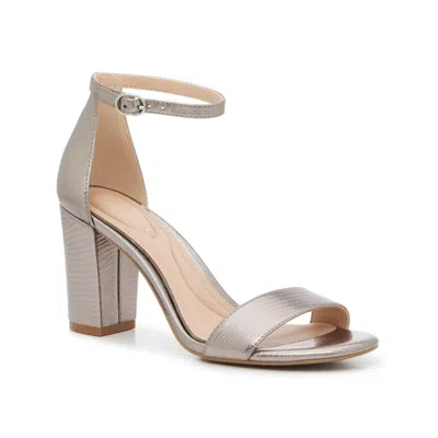 Kelly & Katie Hailee Sandals Women's Pewter Ankle Strap Block Heel Gal466 In Gray