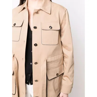 Ferragamo Long Jacket In Neutral