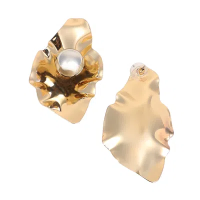Sohi Women's The Techno-flora Statement Earrings - California Gold In Gold