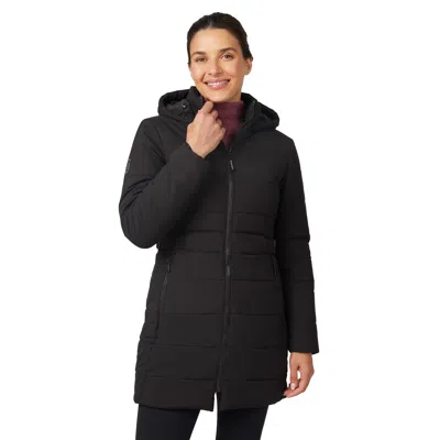 Free Country Women's Cirrus Quilted Long Puffer Jacket In Black