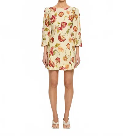 Kivari Odessa Sleeved Mini Dress In Butter/red In Multi