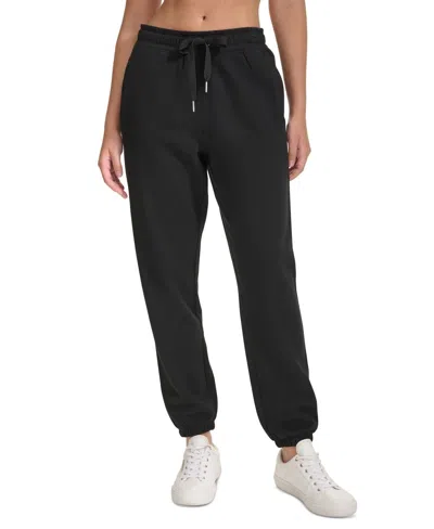 Calvin Klein Sweatpants Women's Black Fleece High Waist Drawstring Ups656 In Black