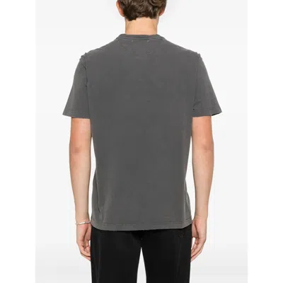 Golden Goose Green Crewneck T-shirt With Logo On The Front And Logo Patch On The Front In Dustyolive