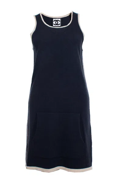 Pre-owned Chanel Cashmere Dress With Pouch Pocket In Blue