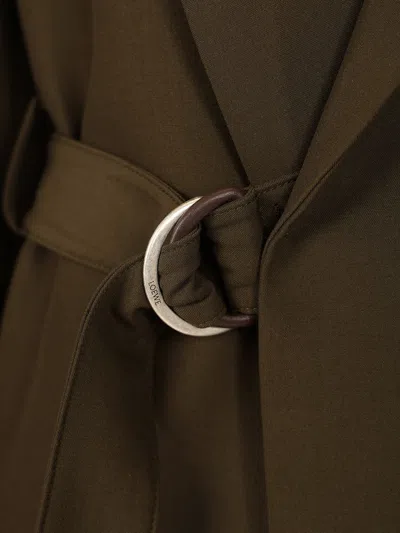 Loewe Khaki Green Double-breasted Wool Jacket Women In Brown