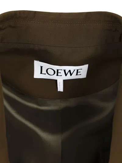 Loewe Khaki Green Double-breasted Wool Jacket Women In Brown