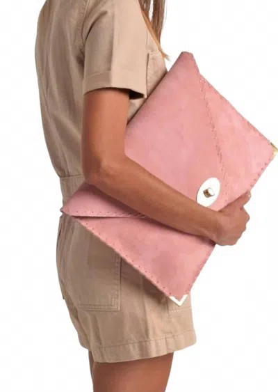 Ana Koutsi Women's Large Suede Clutch In Pink In Pink