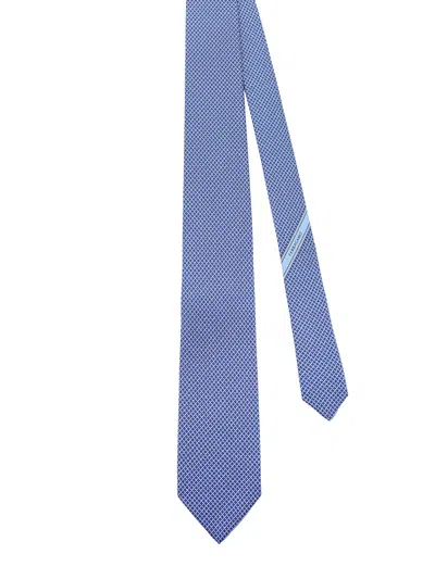 Ferragamo Regimental Print Silk Tie In Blue