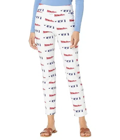 Krazy Larry Ankle Pants Womens White Espadrilles Print Stretch Pull On Red115 In White