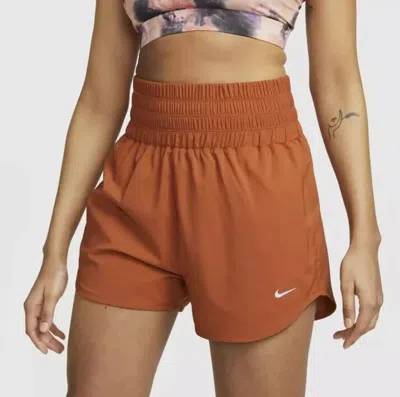 Nike One Shorts Women's Brief-lined High-waisted Activewear Srt476 In Green