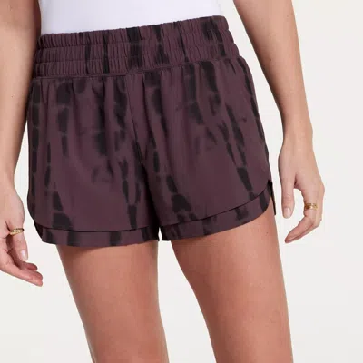 Calia Step Up Shorts Women Dark Brown Smocked Elastic Waist Performance Srt59 In Burgundy