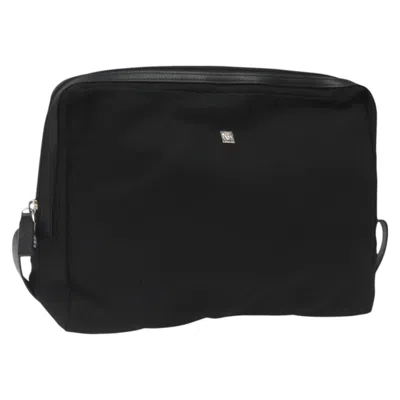 Pre-owned Versace Vintage Zip Pouch Canvas Canvas Clutche & Pouche Bag () In Black