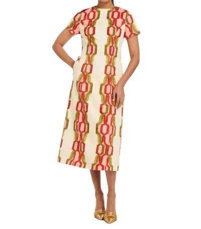 Mestiza New York Hampton Convertible Midi Dress In Deco Quatrefoil In White
