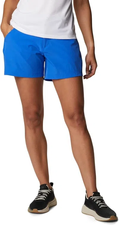 Columbia Pfg Coral Point Iii Shorts Women's Blue Stretch 7" Inseam Erk1485 In Blue