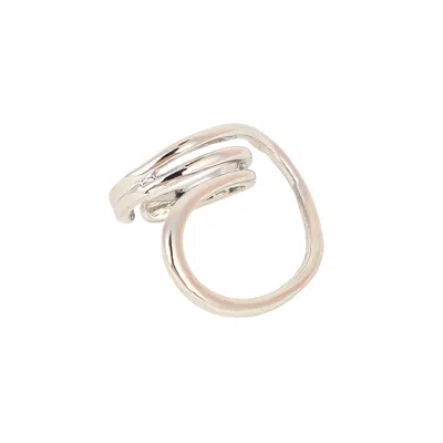 Sohi Women's The Wrap-line Statement Ring - Chrome Silver In Brown