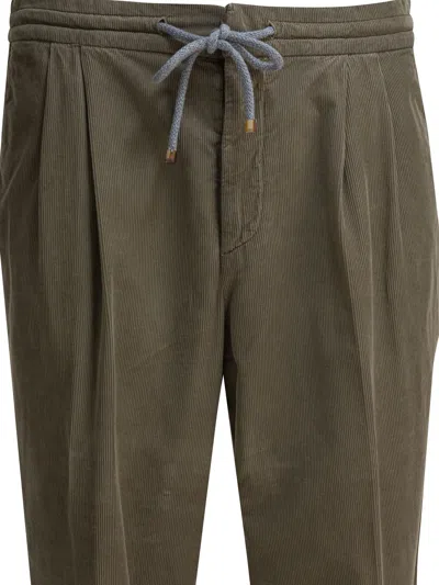Brunello Cucinelli Drawstring Waist Corduroy Trousers And Pockets In Green