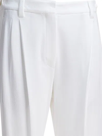 Brunello Cucinelli Women Baggy Cotton Tailored Pants In White