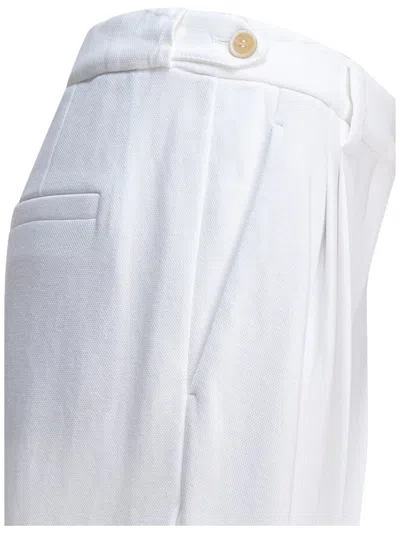 Brunello Cucinelli Women Baggy Cotton Tailored Pants In White