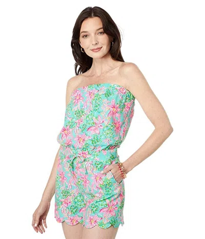 Lilly Pulitzer Jace Romper Women Multi Drawstring Waist Sleeveless Ddr1525 In Green