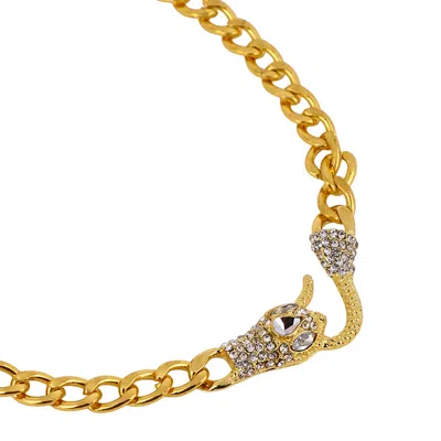 Sohi Women's The Bijou-snakehead Chain Necklace - California Gold In Brown