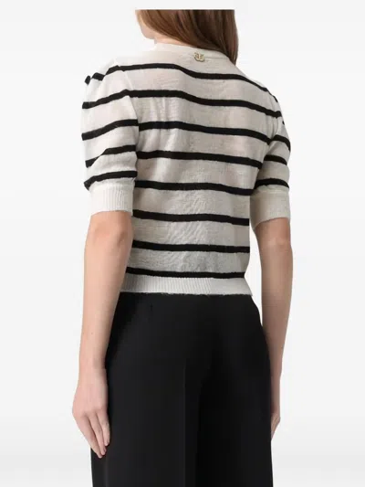 Twinset Striped Floral-detail T-shirt In White