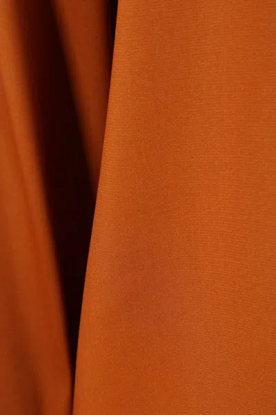 Saint Laurent Silk High-neck Top Tops Brown In Brown