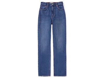 Abercrombie & Fitch Ultra Jeans Womens Blue High-rise Straight Leg 90s Erk998 In Blue