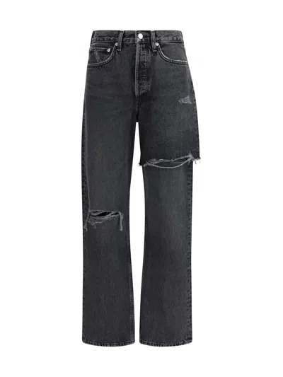 Agolde Ripped Button-fastening Five-pockets Jeans In Black