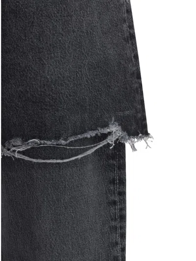 Agolde Ripped Button-fastening Five-pockets Jeans In Black
