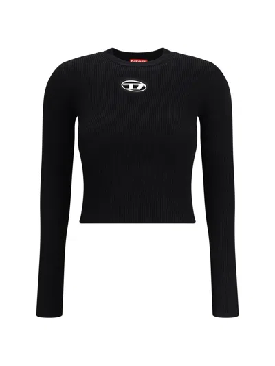 Diesel Long Sleeve Sweater In Black