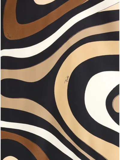 Pucci Multicolor Silk Casual Dress In Brown